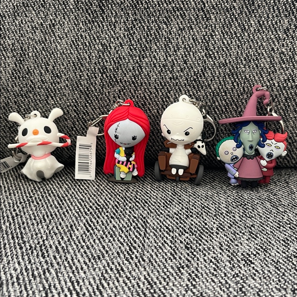 Nightmare Before Christmas Rubber Keychains- set of 4